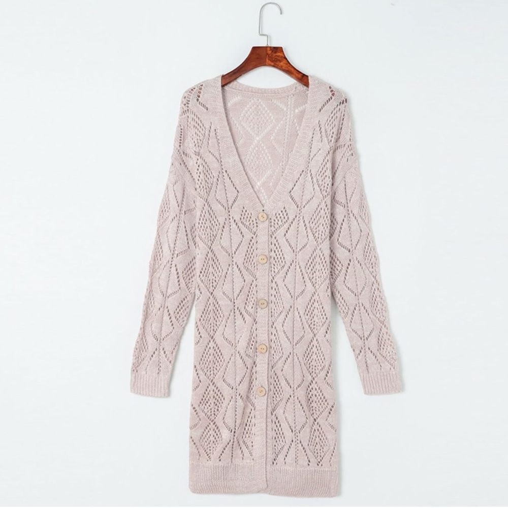 Beige Knit Button up Cardigan Sz M